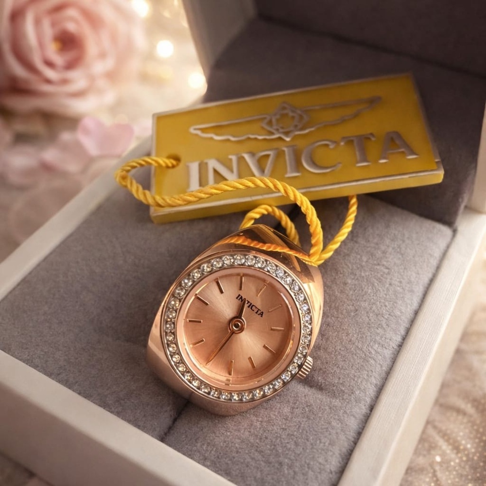 Invicta Rose Gold Crystal-Accented Pendant Watch